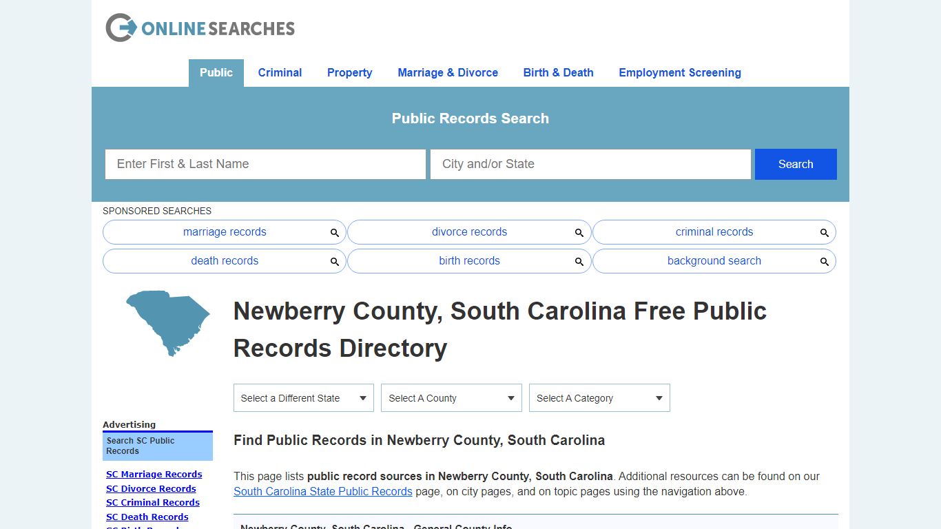 Newberry County, South Carolina Public Records Directory